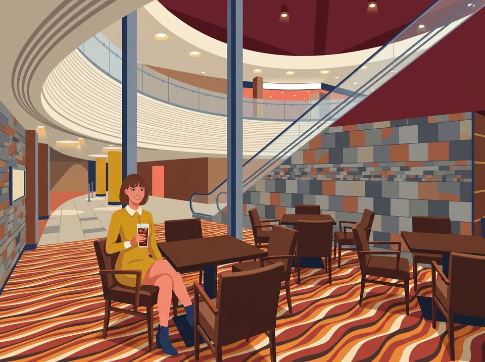 Woman in a leather armchair in the lounge